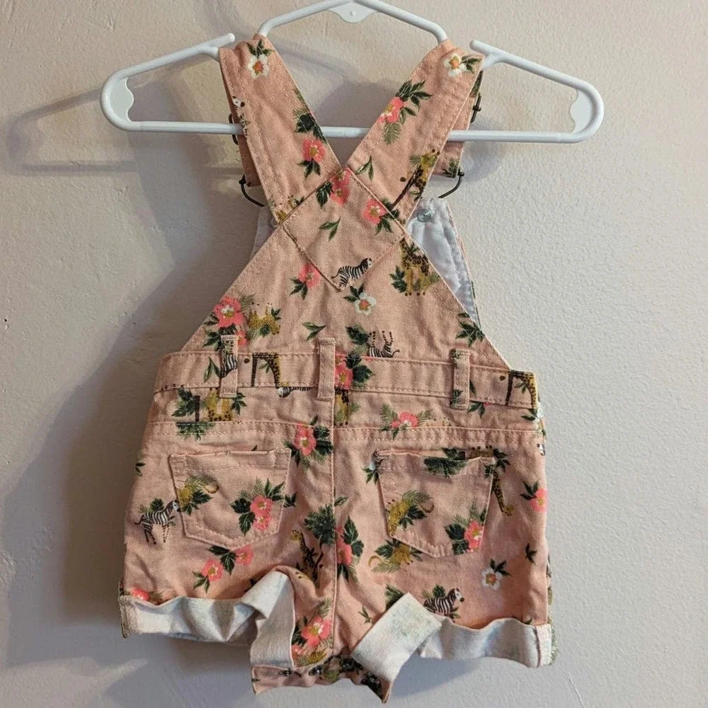 Zoo safari jungle themed bib shortalls for baby 3-6 month